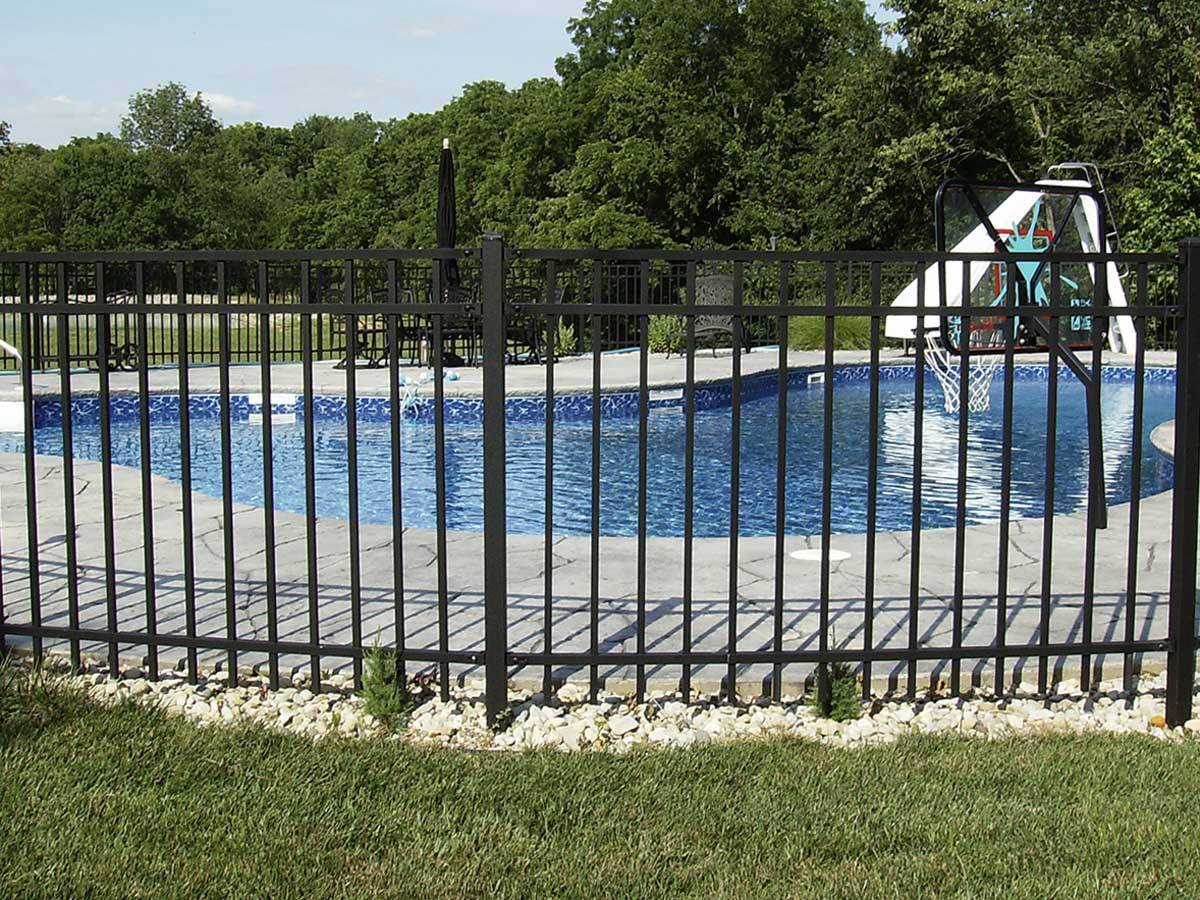 Safety Pool Fence Made of Black Aluminum with Vertical Pickets – Custom Installed in Cincinnati, OH